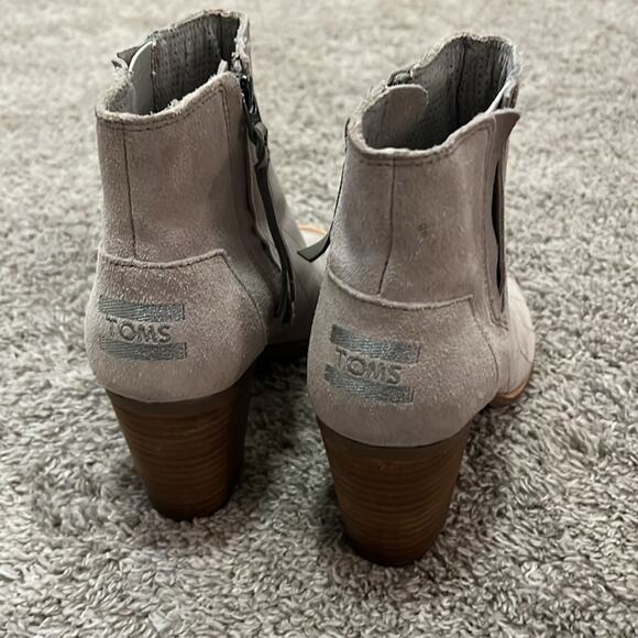 Toms Majorca Peep Toe Booties tan beige neutral‎ Women’s Size 7 Ankle Boots Nice - Picture 4 of 16